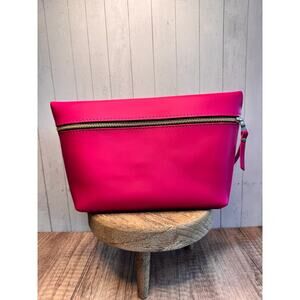Portland Leather HOT PINK XL Classic Makeup Bag FAST SHIP Leather Bag NEW
